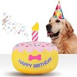 FurtasticFinds Dog Birthday Cake Toy 5.9", Larger Plush Dog Gift with Electronic Music Box, Plays Happy Birthday Song & Puppy Bark Melody, Party Decoration for All Breeds Dogs