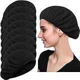 8 Pack Chef Hat Kitchen Cooking Chef Cap Adjustable Food Service Hair Nets Reusable Washable Mesh Bouffant Beanie (One Size, 8 Pack-Elastic Black)