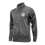 Icon Sports Officially Licensed U.S. Soccer Full Zip Up Active Adult Training Soccer Track Jacket | Fortress, Grey, Large