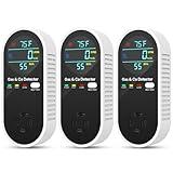 Upgraded Natural Gas Leak Detector & Carbon Monoxide Detectors - 4 in 1 Natural, Propane, Co & Gas Detector -Carbon Monoxide Detectors Plug in -Temperature & Humidity for Home, RV (3 Packs)