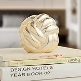 Small Gold Knot Decor, Chain Link Decor, Coffee Table Decor, Book Shelf Decor, Entry Table Decor, Aesthetic Minimalist Decorative Objects for Modern Home Living Room, Desk Decor for Office (Golden)