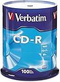Verbatim CD-R Blank Discs 700MB 80 Minutes 52X Recordable Disc for Data and Music - 100pk Spindle Frustration Free Packaging,Blue