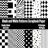 Black and White Patterns Scrapbook Paper: Decorative Craft Paper, ideal for Scrapbooking, Mixed-Media, Collage, Junk Journals, Card Making, Decoupage, Origami