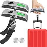 2 Pcs - silver Travel Digital Luggage Scale - Portable Baggage Scale - Suitcase Weight Scale - Ideal for Travel Scale Luggage Weight - 110LB/50KG, Includes Battery - Temperature Display Hanging Scales