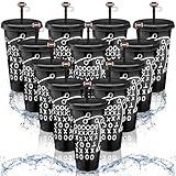 Domensi 12 Pcs Football Plastic Tumbler with Lid and Straw 24oz Reusable Plastic Cups with Straw Cover Caps Football Gifts for Fan Friend Guest Birthday Office Sport Party Supplies