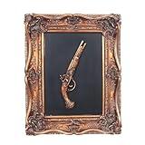 S-MANTIS Vintage Wall Sculpture,Antique Pediment,Hallway Wall Art,Hand Painted Wall Decoration With Embossed Intricate Decorative Gun Design,Oblong Aesthetic Room Décor, Gallery, Unique Gift(Antique