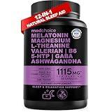 12-in-1 Melatonin Sleep Capsules - Natural Sleep Aids for Adults with Melatonin 5mg and Magnesium Glycinate 500mg, Sleep Aid with Ashwagandha, L Theanine, Valerian Root, GABA, 5-HTP (90ct, Pack of 1)