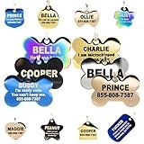 Engraved Dog Tags Personalized - Stainless Steel Engraved Dog Cat ID Tags Front & Back up to 8 Lines of Text Color Plating Gold, Rose Gold, Blue, Black, Nebula Bone Regular