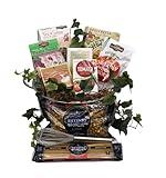 Gift Basket Village: Italian Pasta Gift Basket with Linguine, Tri-Colored Pasta, Sauces, Bruschetta, Dips, and More - Gourmet Cooking and Mediterranean Food Gift Set - Taste of Italy Large Basket