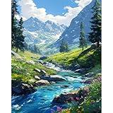 Mountain Paint by Number for Adults-Landscape Paint by Numbers for Adults Beginner, Mountains Paint by Numbers for Gift Home Wall Decor (Mountain, 16x20 inch)