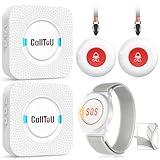CallToU Caregiver Pager Wireless Call Button Nurse Alert System 500+ Feet for Home/Elderly/Patient/Disabled 2 Plugin Receiver 2 Waterproof Transmitter 1 Watch Transmitter