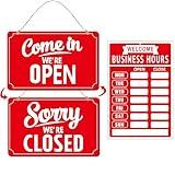 Open Closed Signs Business Hours Sign Set for Window Door Open Signs for Business Hour Closed Open Flip Sign Store Resturant Bar Red