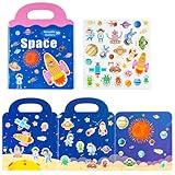 Magnetic Portable Playboard 30 PCS Space Exploration Learning Toys Fridge Magnets for Toddlers Age 3+ Refrigerator Magnets for Kids Girls Boys Birthday Gifts Reusable Activity Books Travel Toy
