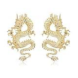 Vintage Chinese Style Dragon Stud Earrings for Women Jewelry(A)