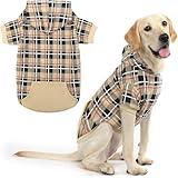 EXPAWLORER Plaid Dog Hoodie - British Style Warm Dog Sweater Shirt with Leash Hole,Pitbull Clothes Outfits,Winter Coat Apparel for All Breeds Puppy Girl Boy-Cat Apparel,Beige Large