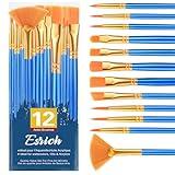 ESRICH Paint Brushes Set,1pack/12pcs Nylon Hair Round-Pointed Tip Acrylic Paint Brushes for Watercolor Oil Rock Face Painting,12 Sizes Paint Brush for All Purposes Kids Adult Arts Painting Brush Kits.