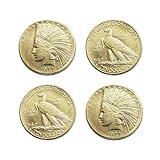 DTSFHTDAL 4PCS Antique Liberty Indian Head Coin, Uncirculated Morgan Dollars Explore The History of U.S Brass Coins Commemorative Collectibles Coins 1911 Morgan Indian Head Coin Replica