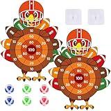 chiazllta 2PCS Thanksgiving Dart Board Sticky Balls Toys Games Fall Turkey Dart Board Kit with 6 Sticky Balls and 2 Hooks for Kids Boys Girls Thanksgiving Indoor Outdoor Sports Fun Party Games