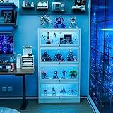 Boniture Display Cabinet with Acrylic Glass Doors,4-Tiers Curio Cabinet with LED Lighting for Collectibles, Collectibles Toy Organizers Rack & Display Shelf Display Case Storage Cabinet, Antique White
