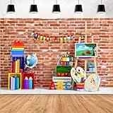ABC Online Teaching Backdrop - Brick Wall, Kindergarten Classroom, First Day of School, Homecoming - Colorful Graffiti Party Banner (7x5ft)