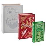 Decorae Magic Nesting Christmas Books (Set of 3); Russian Doll Style Hidden Books, Holiday Themed Fake Books