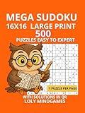 Mega Sudoku 16x16 Large Print: 500 Challenging Puzzles | Easy to Expert Levels | Big Grids for Seniors, Adults, and Puzzle Lovers