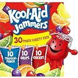 Kool-Aid Jammers Tropical Punch, Grape & Cherry Flavored 0% Juice Drink Variety Pack, 30 ct Box, 6 fl oz Pouches
