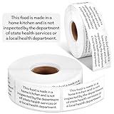 Marspark 500 Count Cottage Food Law Labels Stickers Made in A Home Kitchen Inspection Statement Thermal Printed Labels for Home Kitchen(2 x 1 Inch)