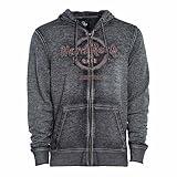 Hard Rock Men's Double Burnout Zip Hoodie Charcoal, New York (NYC), X-Small