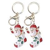 Miskall Christmas Santa Keychain Set, Festive Pendant Charms, Bag Ornaments for Seasonal Crafts and Unique Gifts, 2Pcs (Red)