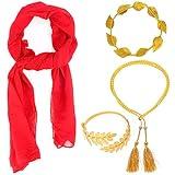 Yewong Kids Grecian Toga Costume Accessory Set Include Roman Leaf Headband Shawl Belt Cuff Ancient Greek Party Supplies (Set A)