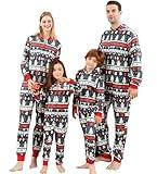 ANGELGGH Onesie Christmas Family Matching Pajamas Adult Couples Men PJs Hooded Women Novelty One-piece Sleepwear (Men, L, Grey Stripe)