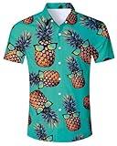 ALISISTER Men's Hawaiian Shirt Pineapple Sunglasses Button Down Short Sleeve Shirts Funny Novelty Tropical Beach Tops