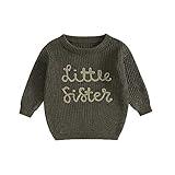 Toddler Girl Boy Knit Sweater Big Brother Little Brother Matching Outfits Big Sis Lit Sis Oversized Pullover Tops (A-Army Green Lit Sis, 12-18 Months)