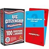 US Citizenship Flash Cards 2025: Compact Naturalization Test Study Guide with 100 USCIS Questions & Answers, New Turn & Flip Method, Lightweight & Portable with Online Audio