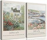 Framed Bible Verses Wall Decor Set of 2 Christian Jesus Pictures Wall Art Psalms Scripture Poster Scripture Gallery Prints Religious Quotes Wall Art 12 * 16Inch*2