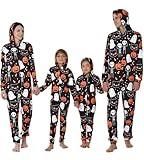 YEAXLUD Family Matching Halloween Pajamas Adult Onesie Woman Costume Kids Couples Men Pjs Women's Novelty One-piece Spooky Pumpkin Ghost Skeleton Cat Pajamas(Women-XXL)