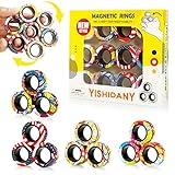 YISHIDANY 12Pcs Magnetic Rings Fidget Spinner Toys Set, ADHD Stress Relief Fingers Magnet Rings, Graffiti Camo Magical Fidget Toys Pack for Training Autism Anxiety, Great Gift for Adults Teens Kids