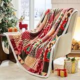 Nord ECO Christmas Throw Blanket, Christmas Decorations Gifts for Women, Sherpa Flannel Fleece Winter Holiday Blanket, Fluffy Cozy Soft Christams Throws for Couch Sofa Bed, ChristamsRhombus, 50" X 60"