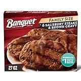 Banquet Family Size Salisbury Steaks and Brown Gravy, Frozen Meal, 27 OZ