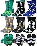 Haysandy 6 Pairs Men's Money Socks Novelty Dollar Dress Crazy Dollar Pattern Casual Crew Socks for Christmas Stock Market Lover Gifts