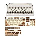 YUNZII QL75 Wireless Typewriter Retro Mechanical Keyboard (White, Cocoa Cream V2 Switch),Coffee Cat Keycaps(Cherry Profile, Coffee Cat)