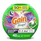 Gain flings! Liquid Laundry Detergent Pacs, Moonlight Breeze, 42 Count