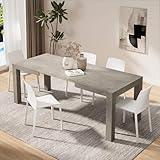 Mobili Fiver, Iacopo Extendable Dining Table, 55.1(86.6) x35.4 in, Concrete Effect, Grey, Made in Italy