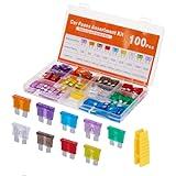 Mehdingna 100 Pcs Standard Fuses Kit, Car Fuses Assortment Kit - Standard Size (3A 5A 7.5A 10A 15A 20A 25A 30A 35A) Automotive Blade Fuse for RV, Car, Truck, Marine, Boat, Motorcycle