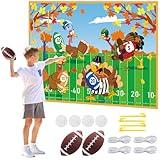 Fall Thanksgiving Football Toss Games for Kids Thanksgiving Party Favors Games Fall Festival Turkey Toy with 2 Soft Footballs Carnival Yard Game for Family Kids Indoor Outdoor Sports Fun Activities