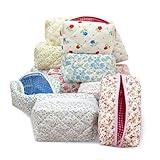 12 PCS Cotton Quilted Makeup Bag Bulk with Zipper- Floral Bridesmaid Gifts Cosmetic Makeup Pouch Bag Travel Portable Preppy Gifts for Women(12 Pack)