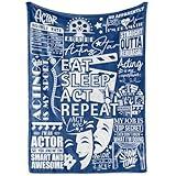 Huglanket Actor & Actress Gifts, Theatre Gifts, Gifts for Musical Actor & Actress, Broadway Theatre Musical Gifts for Musical Performer,Soft Flannel Blanket, 65 x 50 inches - Actor Blue