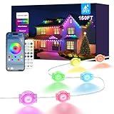 150FT Permanent Outdoor Lights for House, Smart Color Change LED Waterproof Christmas Lights Outdoor with APP Remote Control, Outside Eaves Lighting Decor for Holiday, Halloween, Roof, Party, Pool