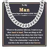To My Man Cuban Link Chain for Men, Stainless Steel Necklace Gifts for Men Birthday Christmas Valentines Fathers Day Anniversary Thanksgiving Gifts for Him My Husband Boyfriend from Wife Girlfriend